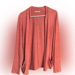 Maurices lightweight, long sleeved, pink heather cardigan with pockets, women’s